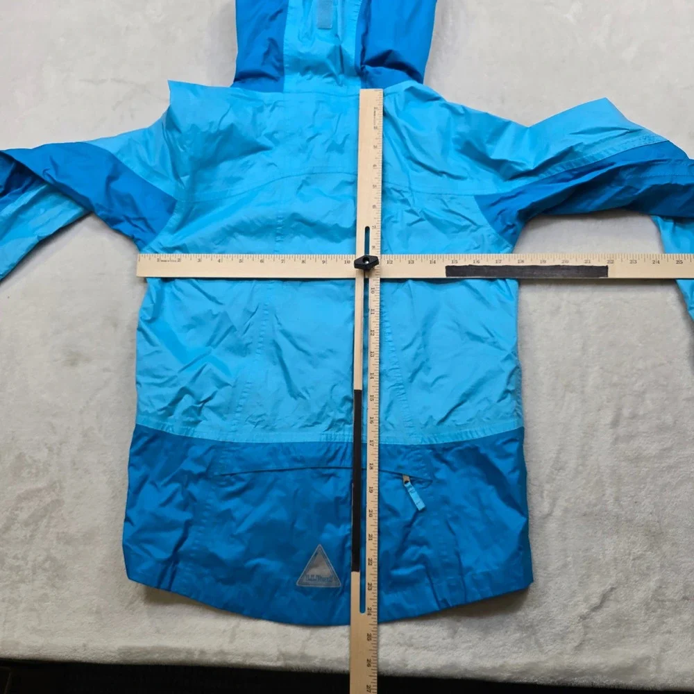 L.L.Bean Rain Jacket Kids Medium 10-12 Blue Lightweight Hooded Zip‎ Up
